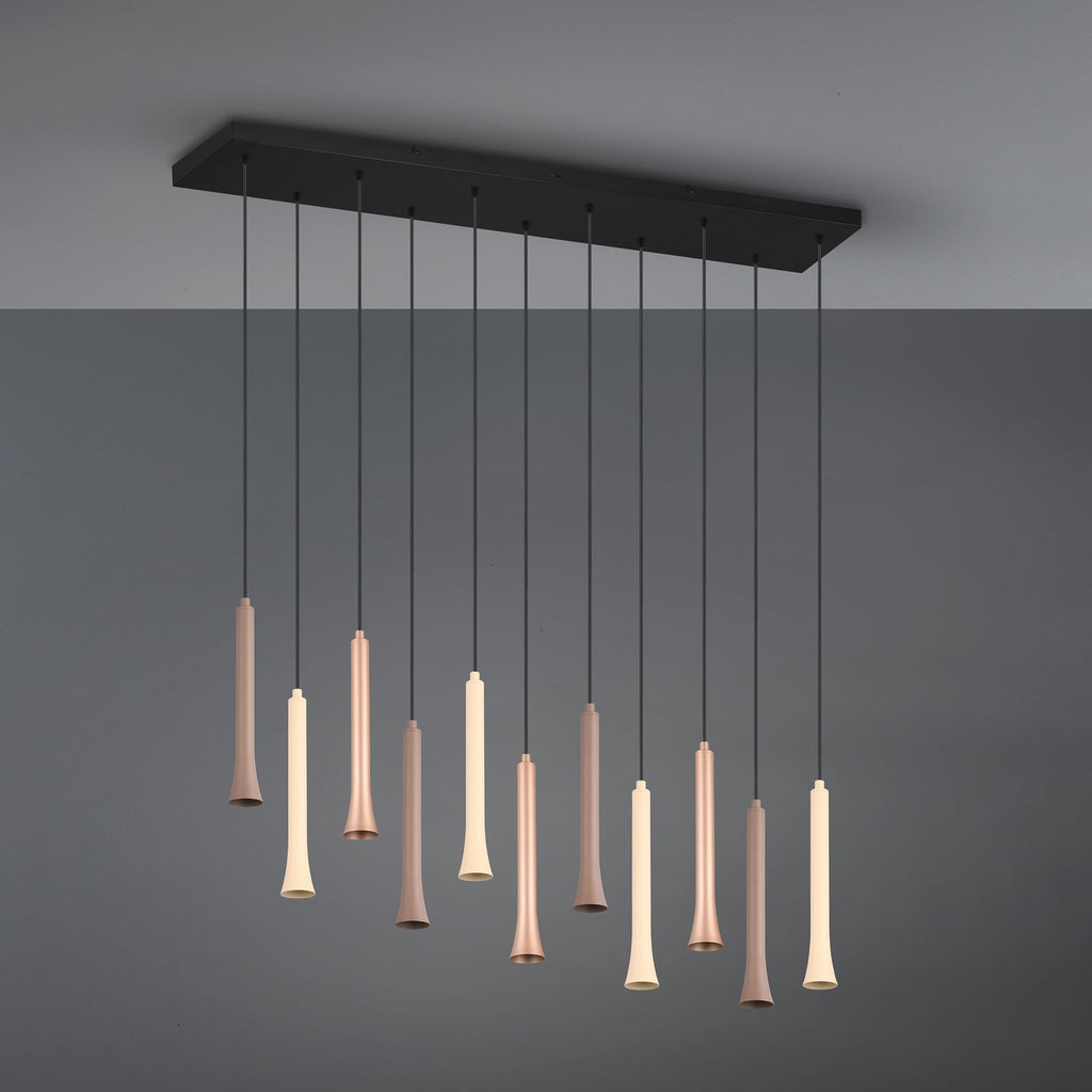 Montert LED pendellampe Fiato 11-lys dimbar CCT taupe/coffee i rom