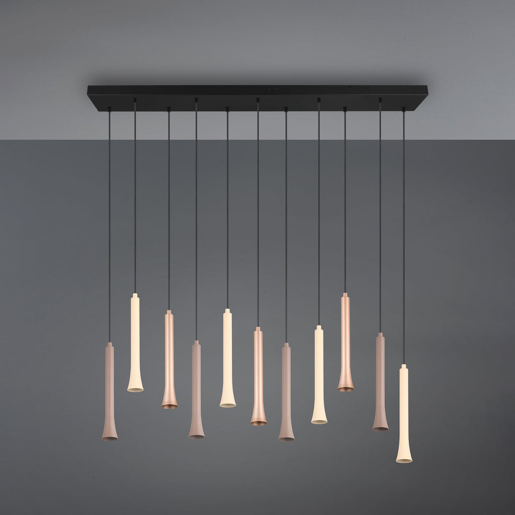 LED pendellampe Fiato 11-lys dimbar CCT taupe/coffee kabel og oppheng