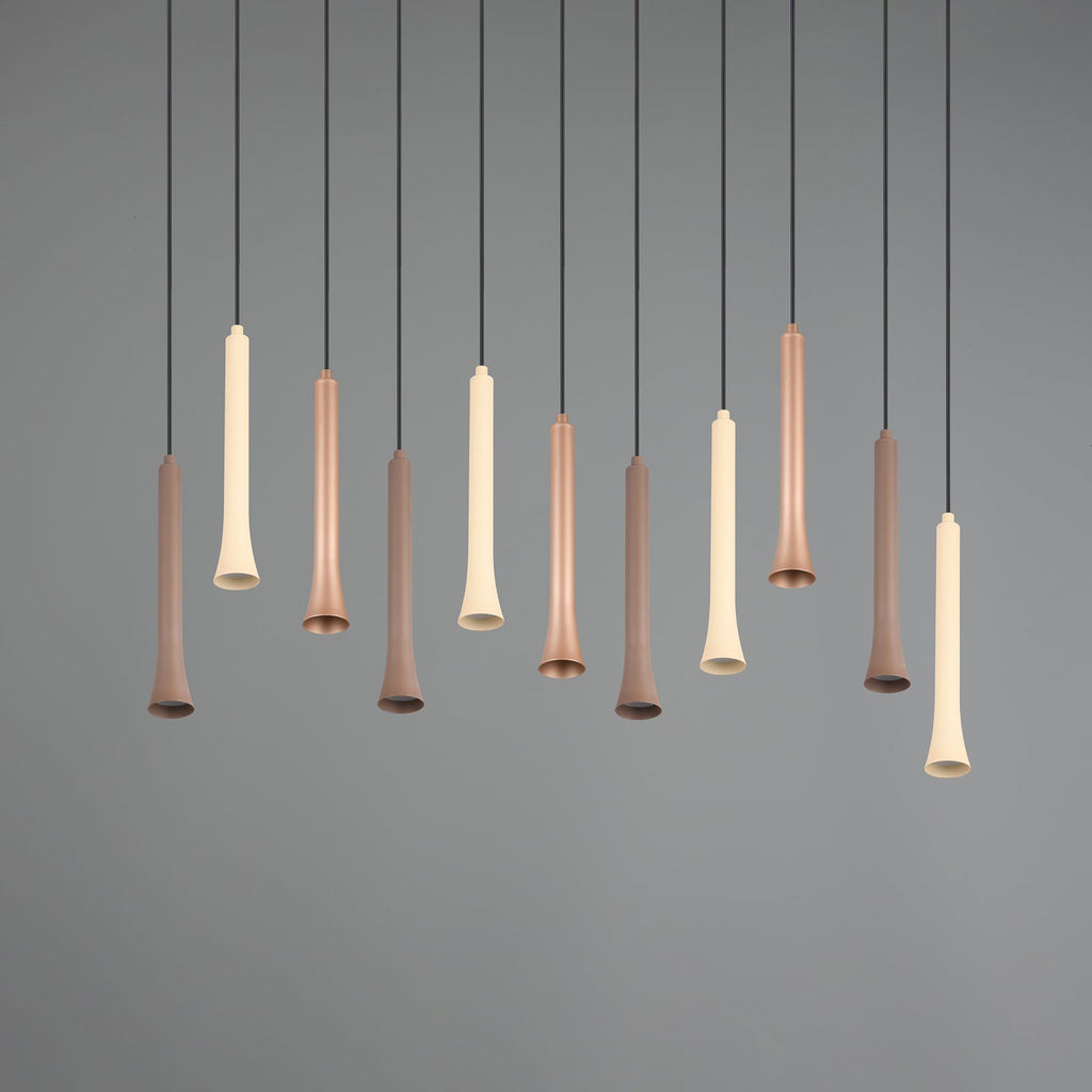 LED pendellampe Fiato 11-lys dimbar CCT taupe/coffee lysdetalj
