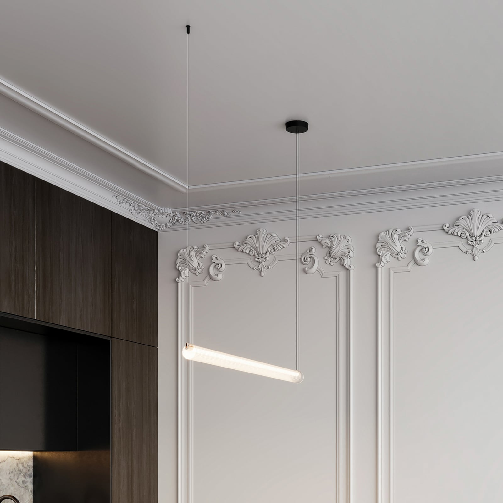 LED pendellampe Finelle 1.0 rilleglass beige forfra