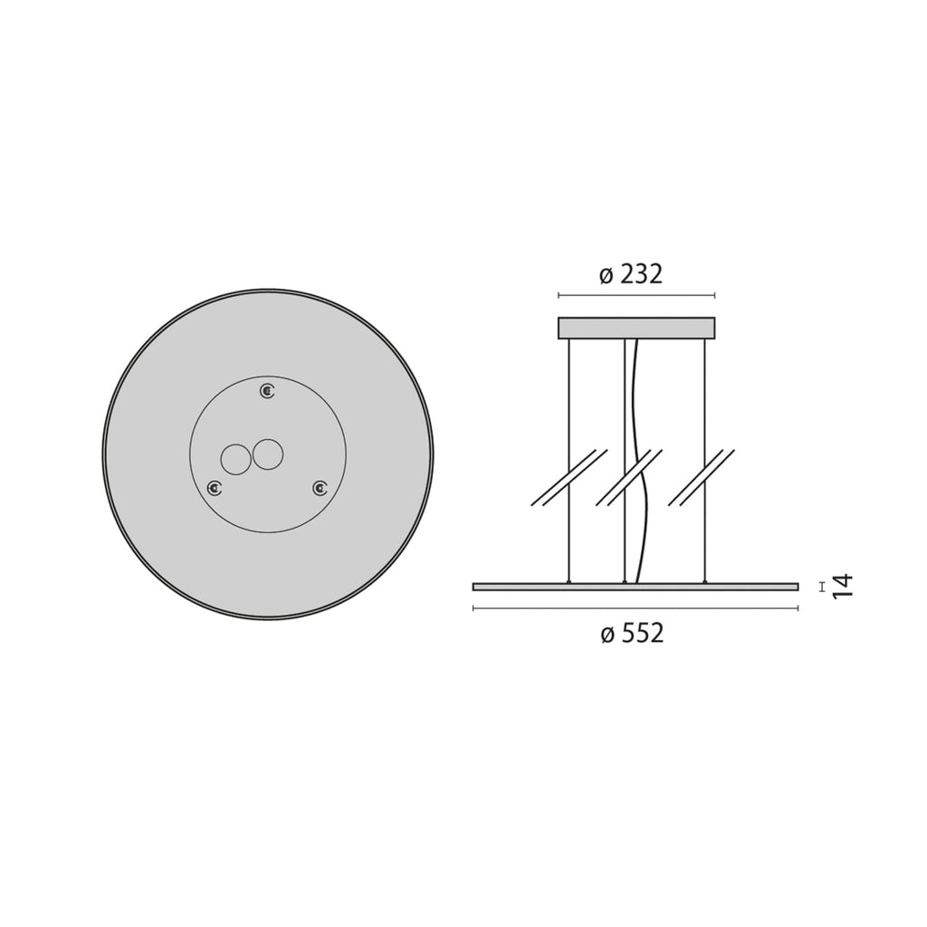 LED pendellampe FL Round 555 rund hvit montert i kontor