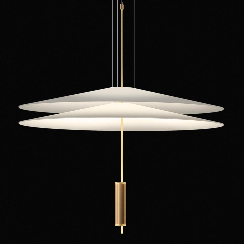 LED pendellampe Flamingo 2 skjermer gull matt forfra