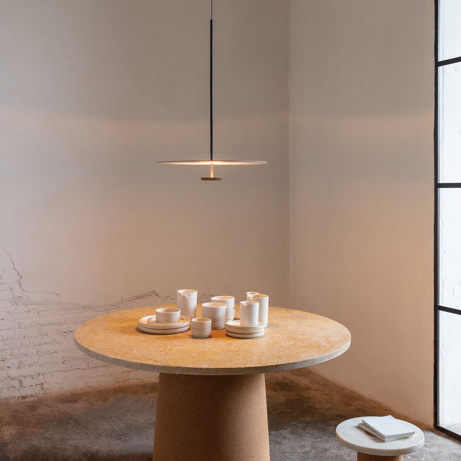 LED pendellampe Flat dimbar grå Ø55 cm 13,5W fra Vibia bakside