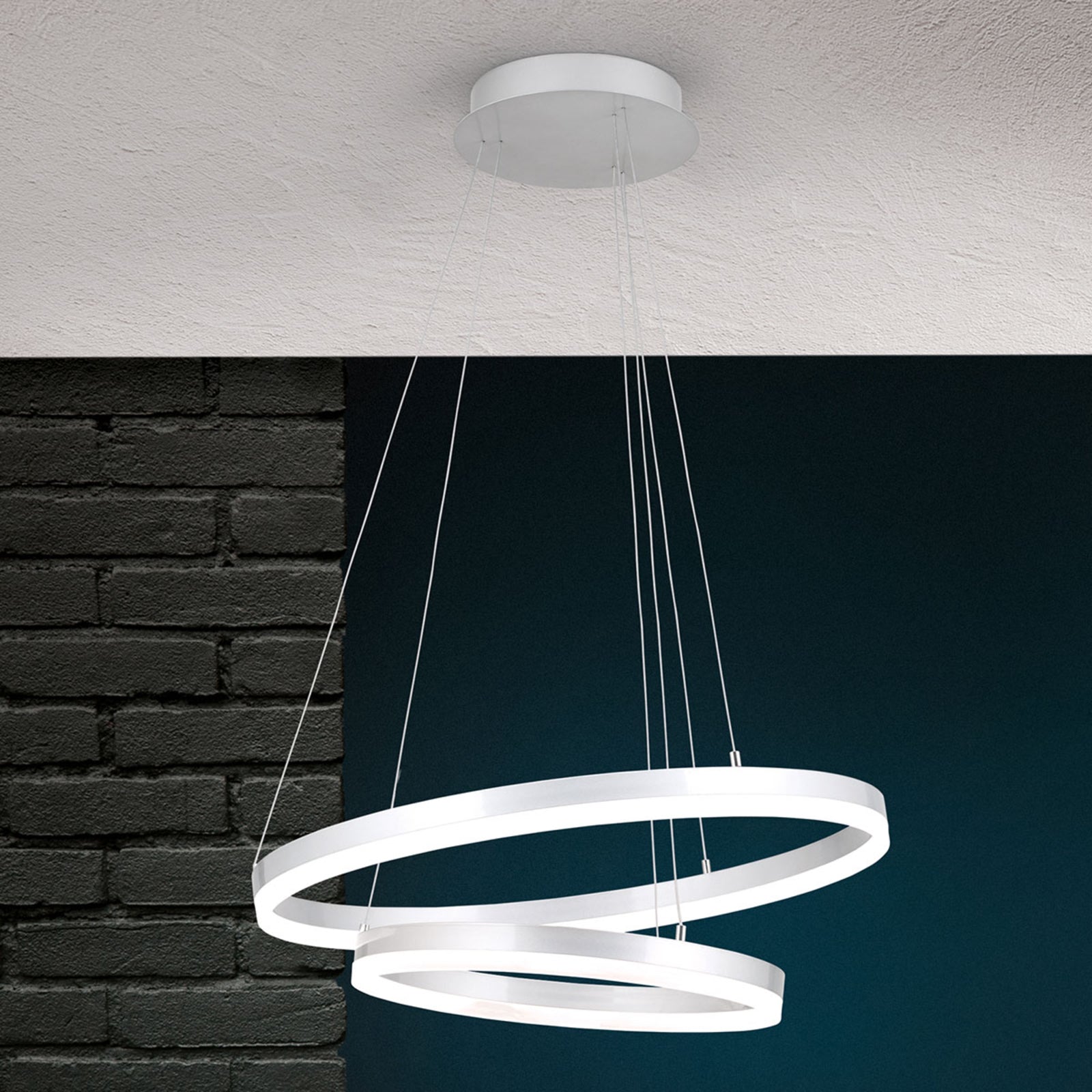 LED pendellampe Float dobbel ring aluminium Ø60 cm dimbar forfra
