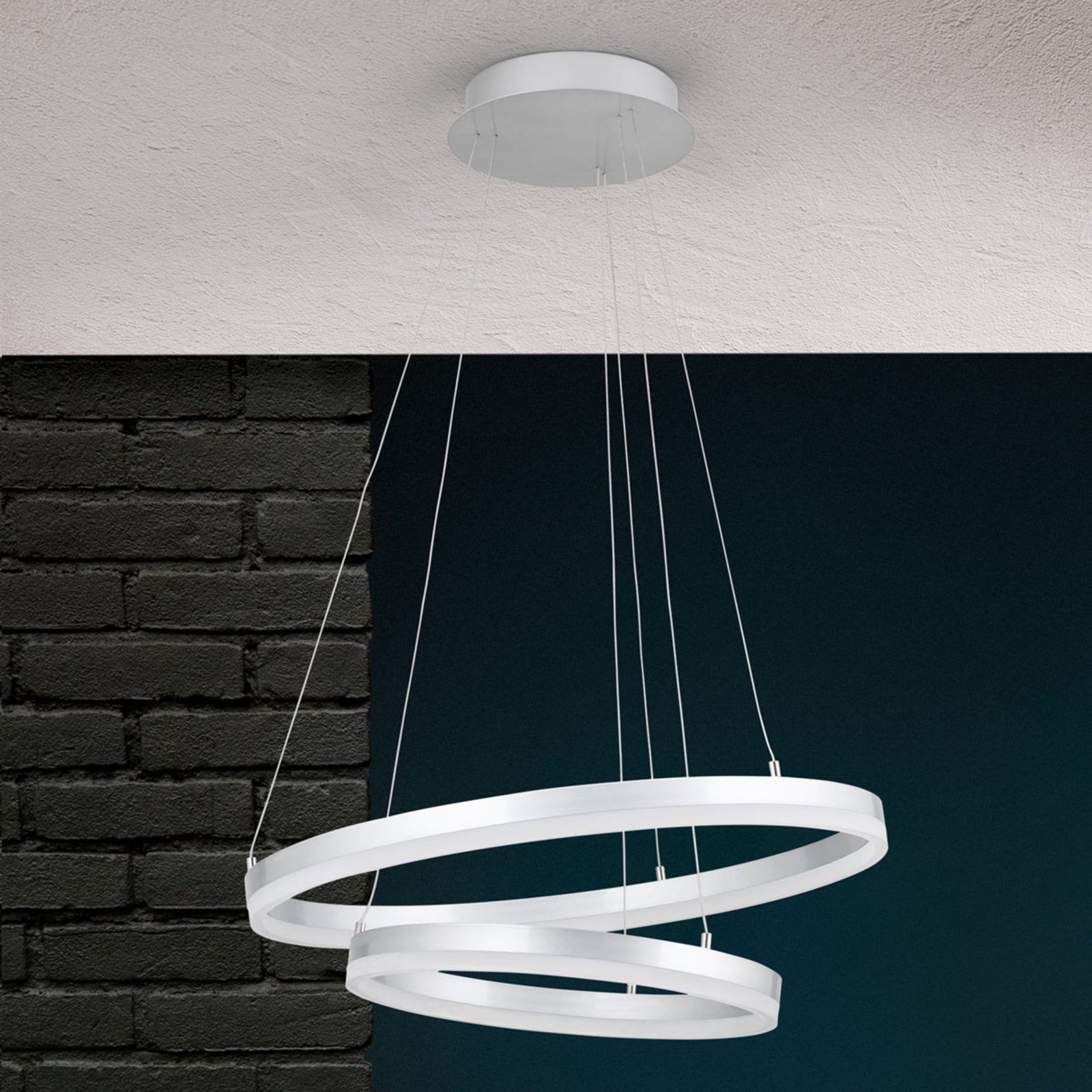LED pendellampe Float dobbel ring aluminium Ø60 cm dimbar bakside