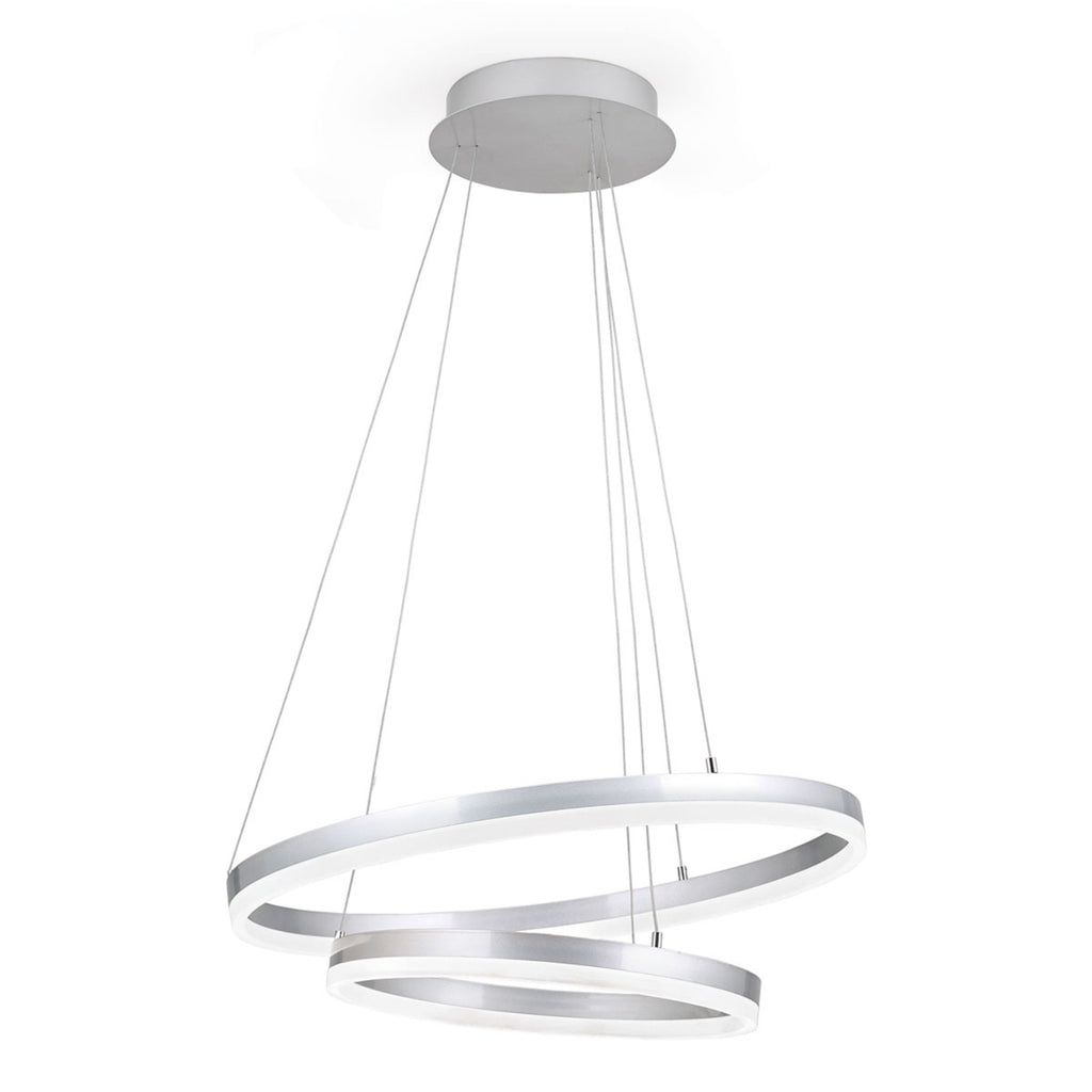 Detaljbilde av LED pendellampe Float dobbel ring aluminium Ø60 cm dimbar