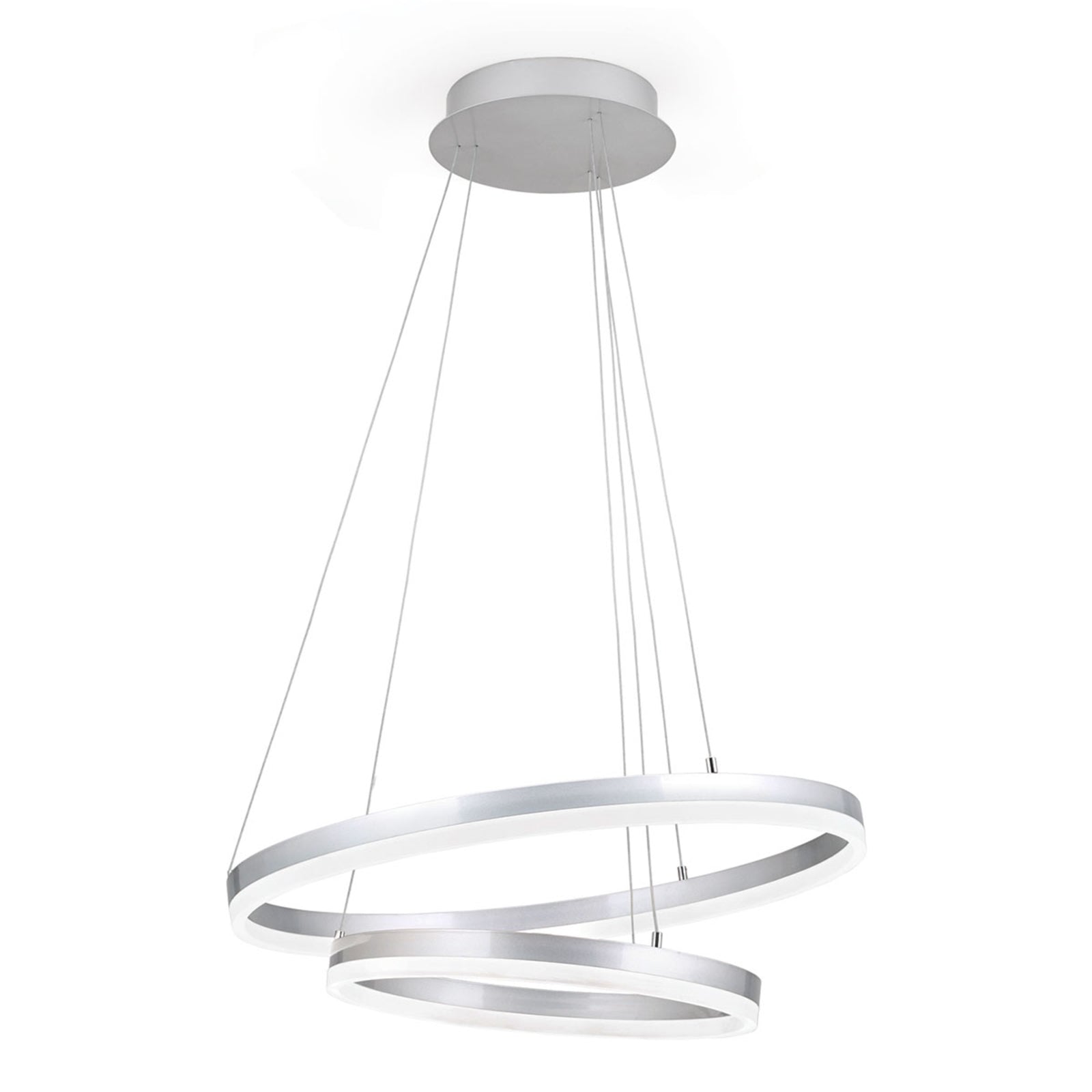 Detaljbilde av LED pendellampe Float dobbel ring aluminium Ø60 cm dimbar