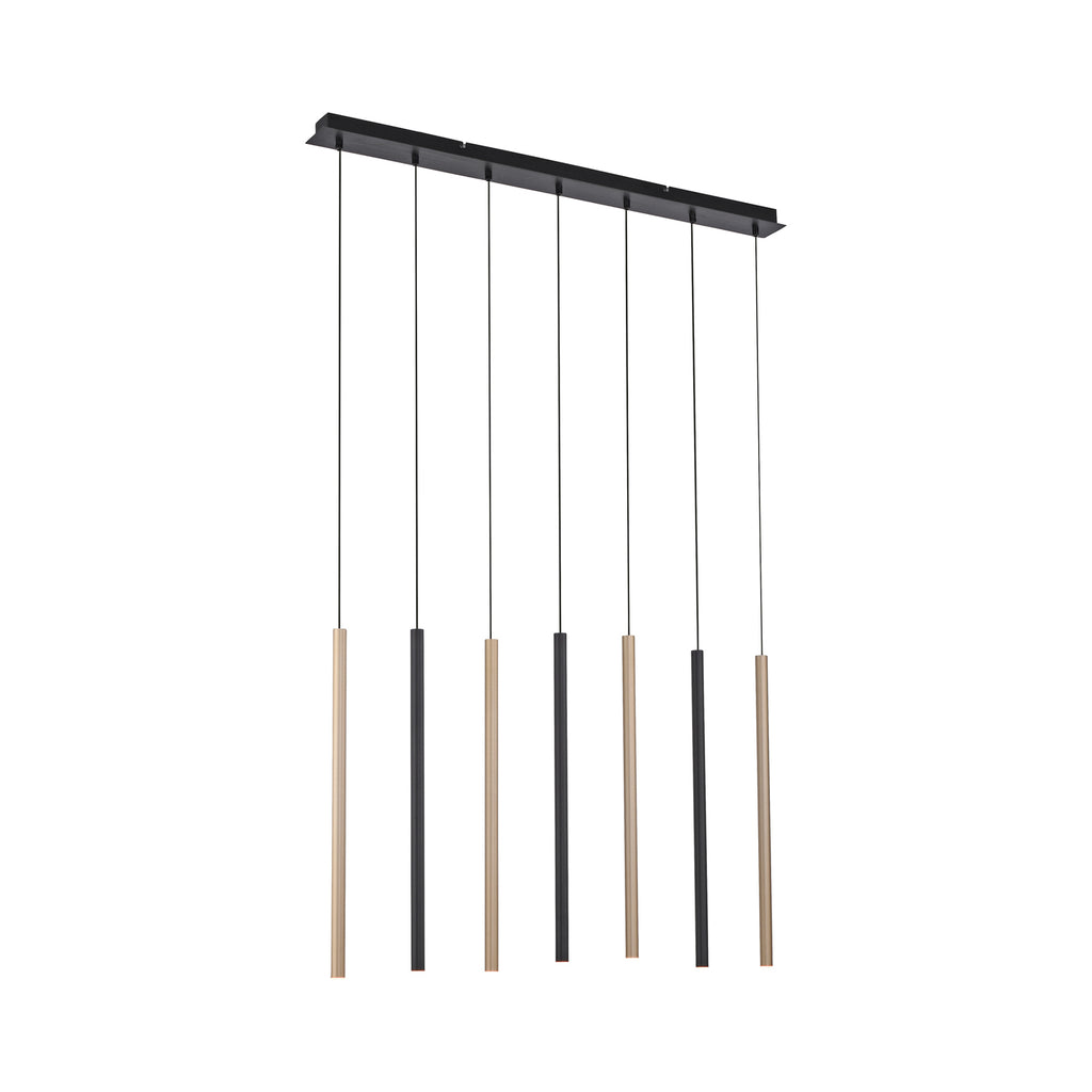 LED pendellampe Flute 7-lys svart/aluminium bakside