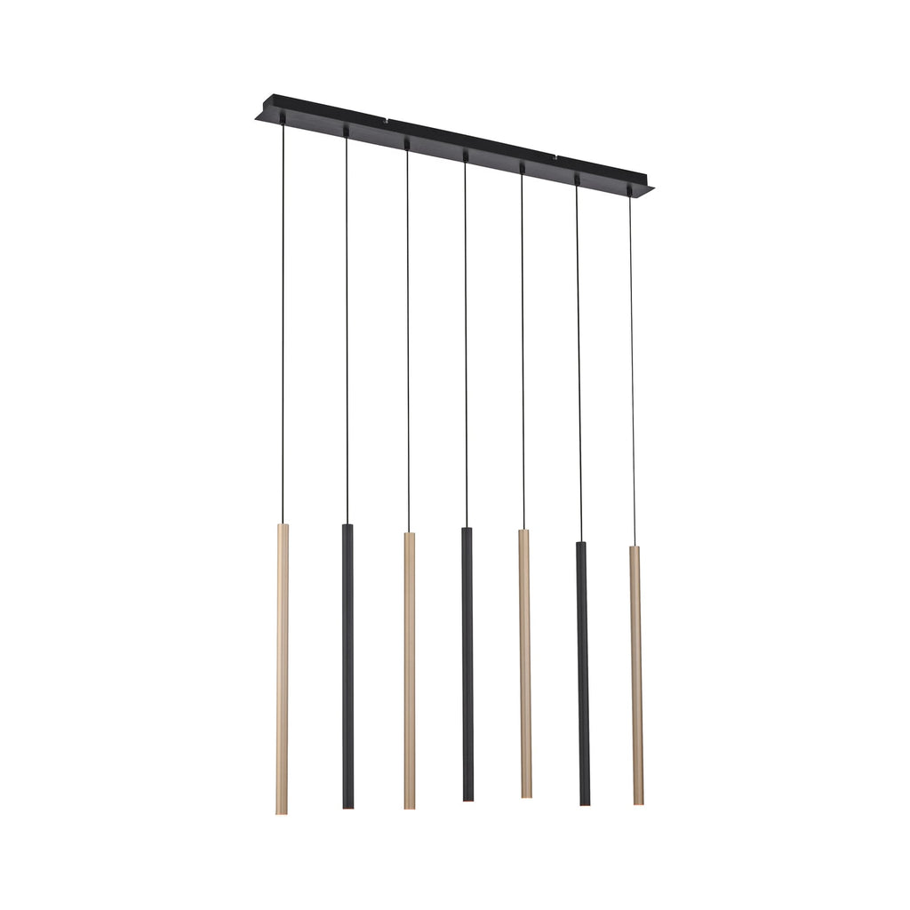 LED pendellampe Flute 7-lys svart/aluminium bakside