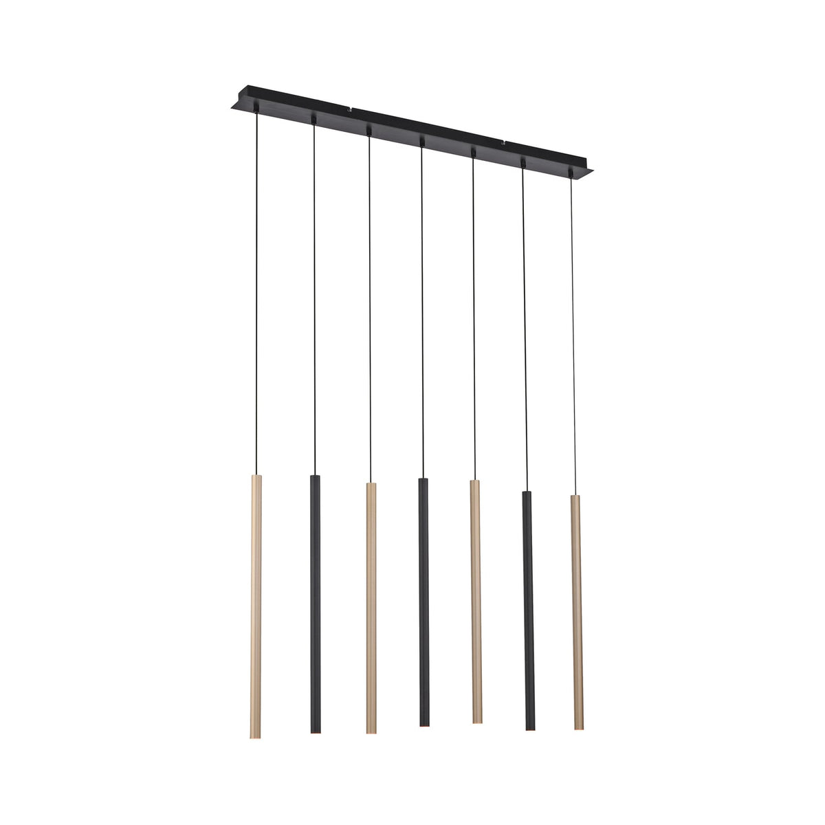 LED pendellampe Flute 7-lys svart/aluminium bakside