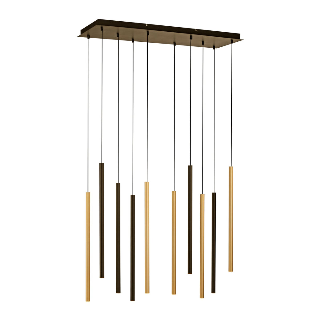 LED pendellampe Flute dimbar 10-lys svart/aluminium bakside