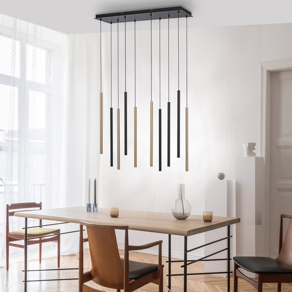 LED pendellampe Flute dimbar 10-lys svart/aluminium forfra