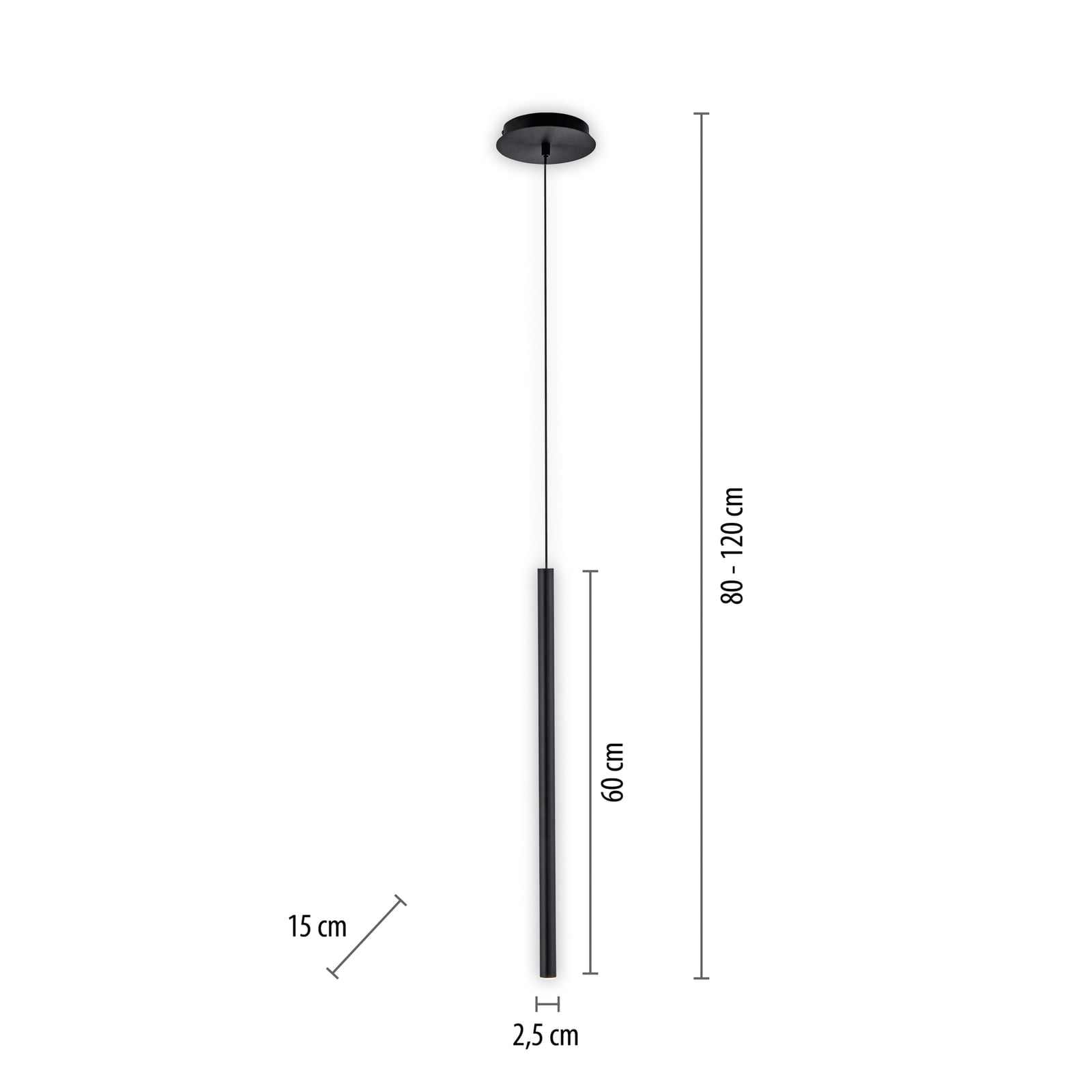 Detalj av LED pendellampe Flute sylinderform svart