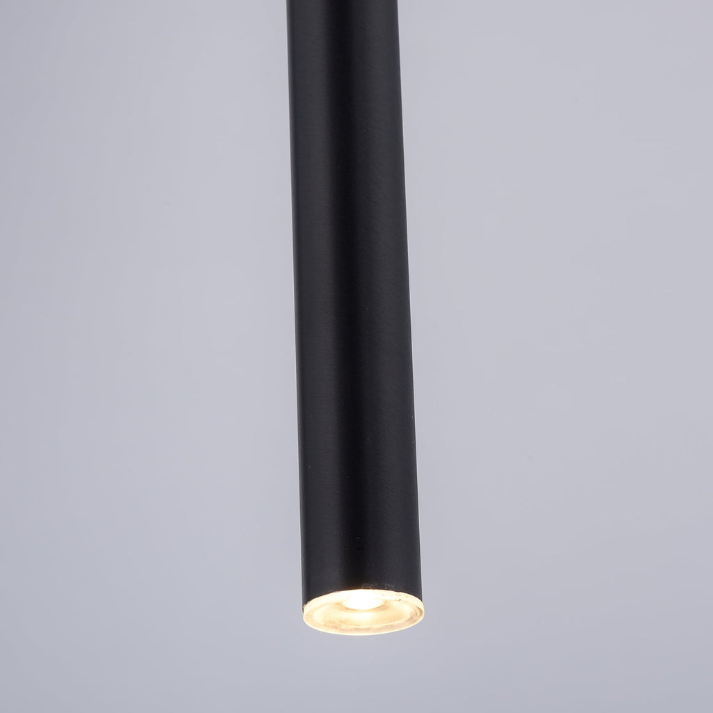 Nærbilde av LED pendellampe Flute sylinderform svart LED-modul