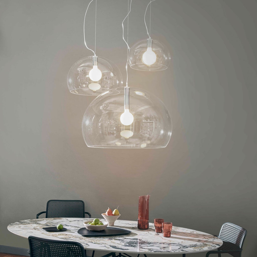 Detalj av LED pendellampe FL/Y transparent akryl