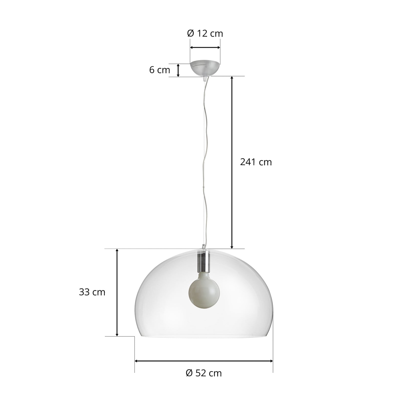 LED pendellampe FL/Y transparent akryl Ø52 cm dimbar - Kartell
