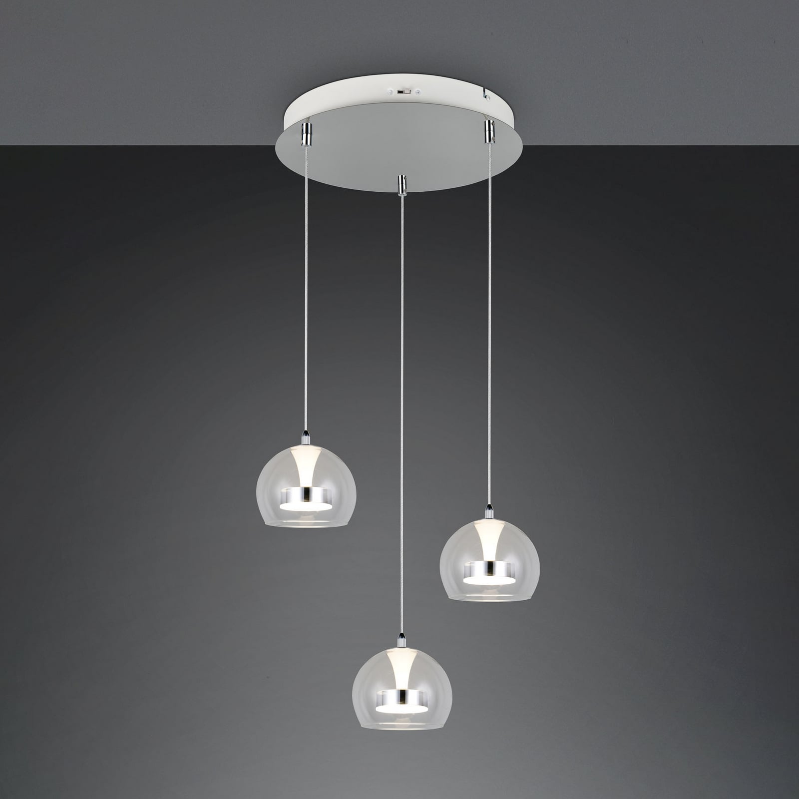 LED pendellampe Flynt 3-lys montert i rom
