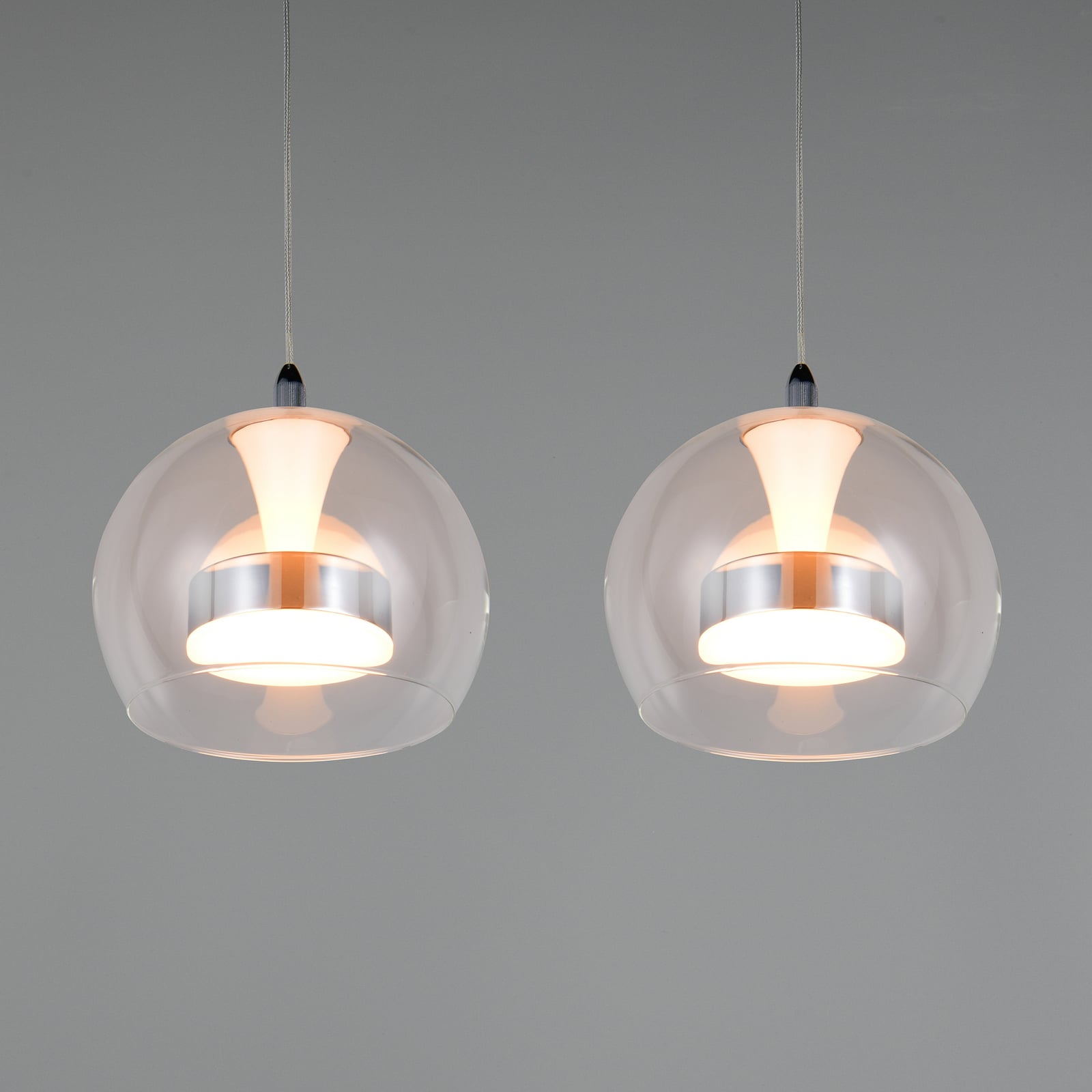 LED pendellampe Flynt 4-lys krom dimbar CCT 97 cm nærbilde av LED-lyskilder