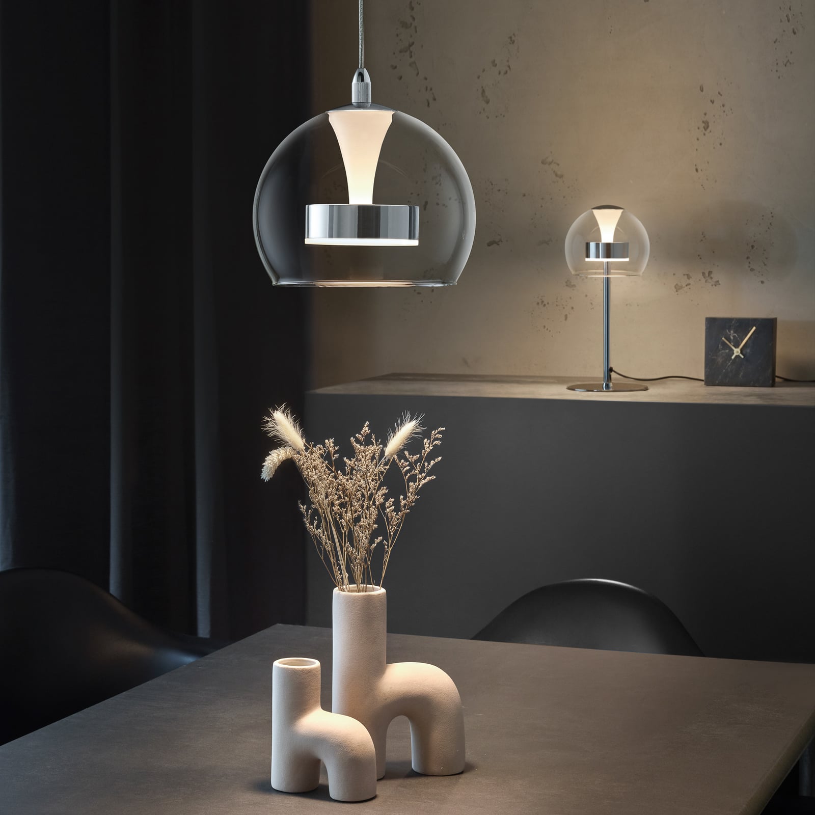 LED pendellampe Flynt krom glass Ø20 cm dimbar CCT bakside