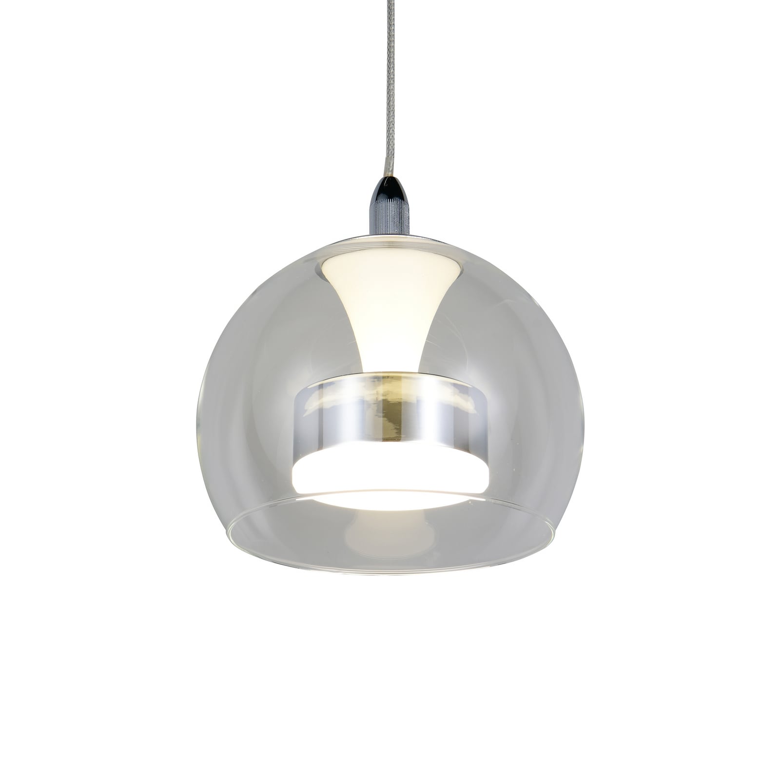 LED pendellampe Flynt krom glass Ø20 cm dimbar CCT detalj av dimmerbryter