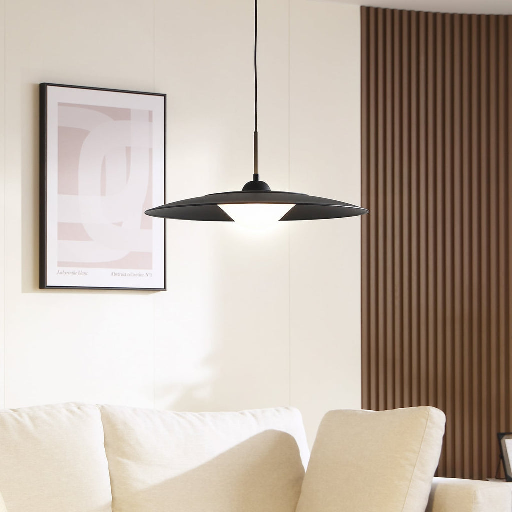 LED pendellampe Foco svart metall Ø50 cm forfra