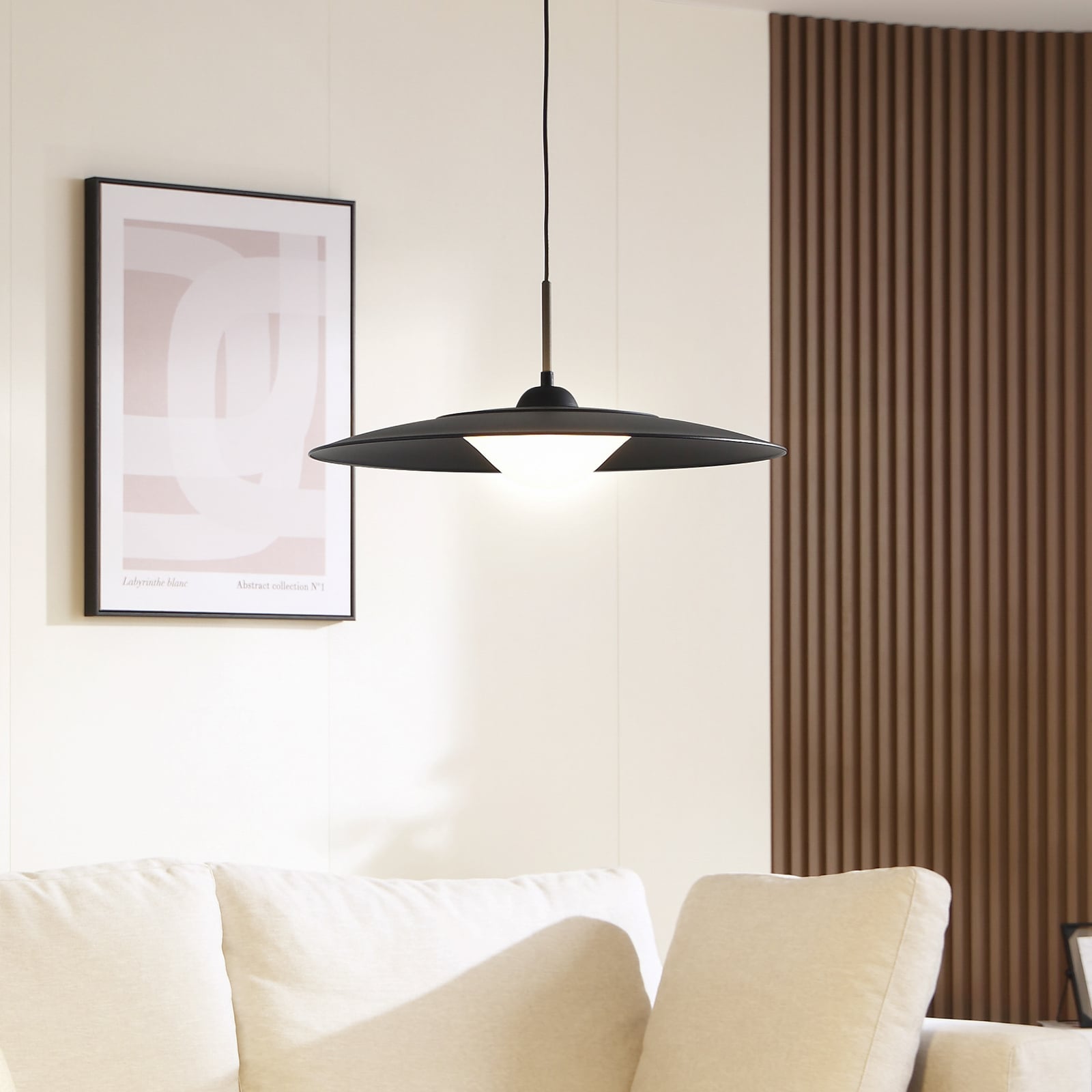 LED pendellampe Foco svart metall Ø50 cm forfra