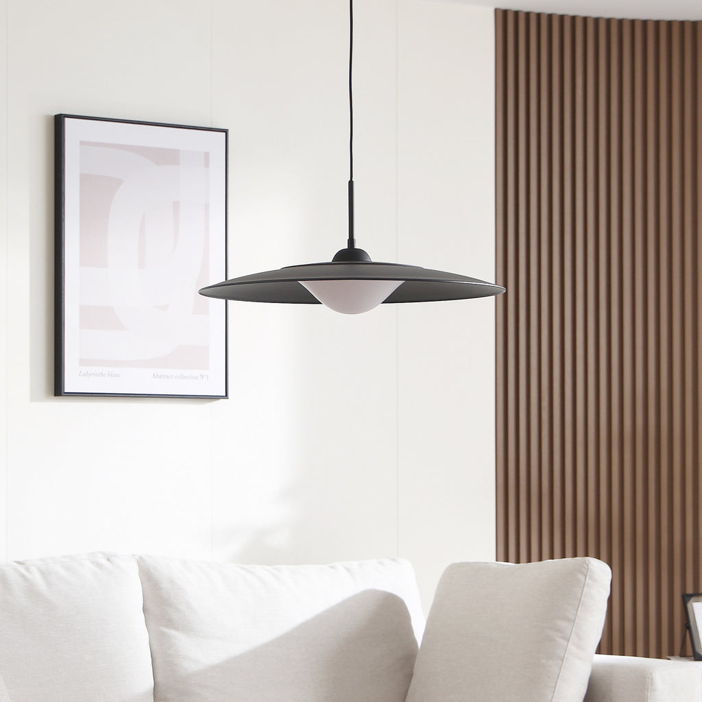 LED pendellampe Foco svart metall Ø50 cm bakside