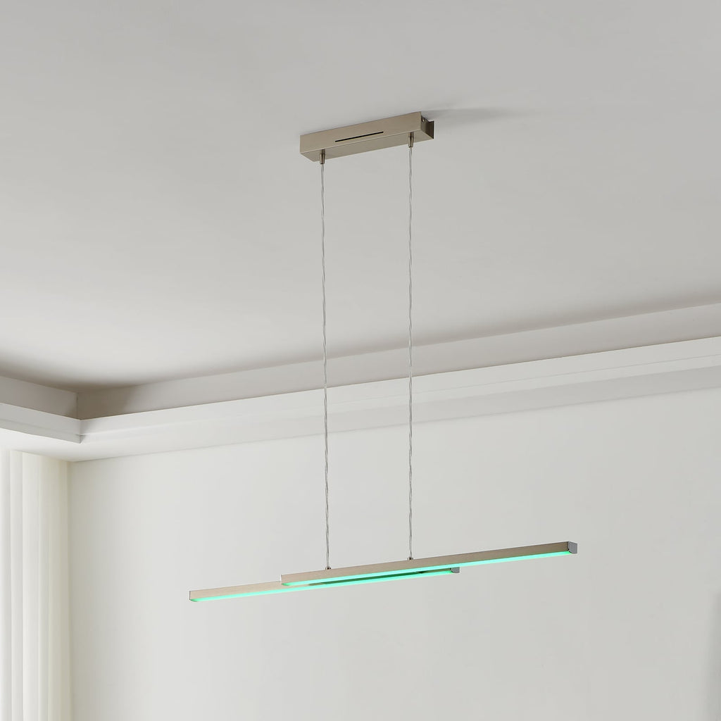 LED pendellampe Fraioli-Z dimbar matt nikkel 105 cm forfra