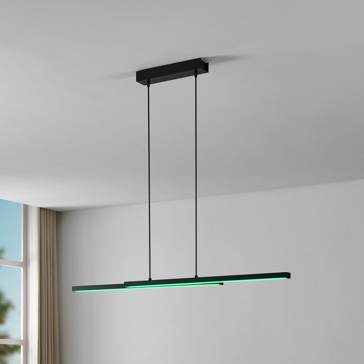 LED pendellampe Fraioli-Z svart dimbar RGB Zigbee 105 cm forfra