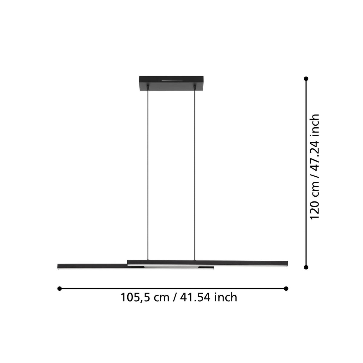 LED pendellampe Fraioli-Z svart dimbar RGB Zigbee 105 cm detalj av materiale