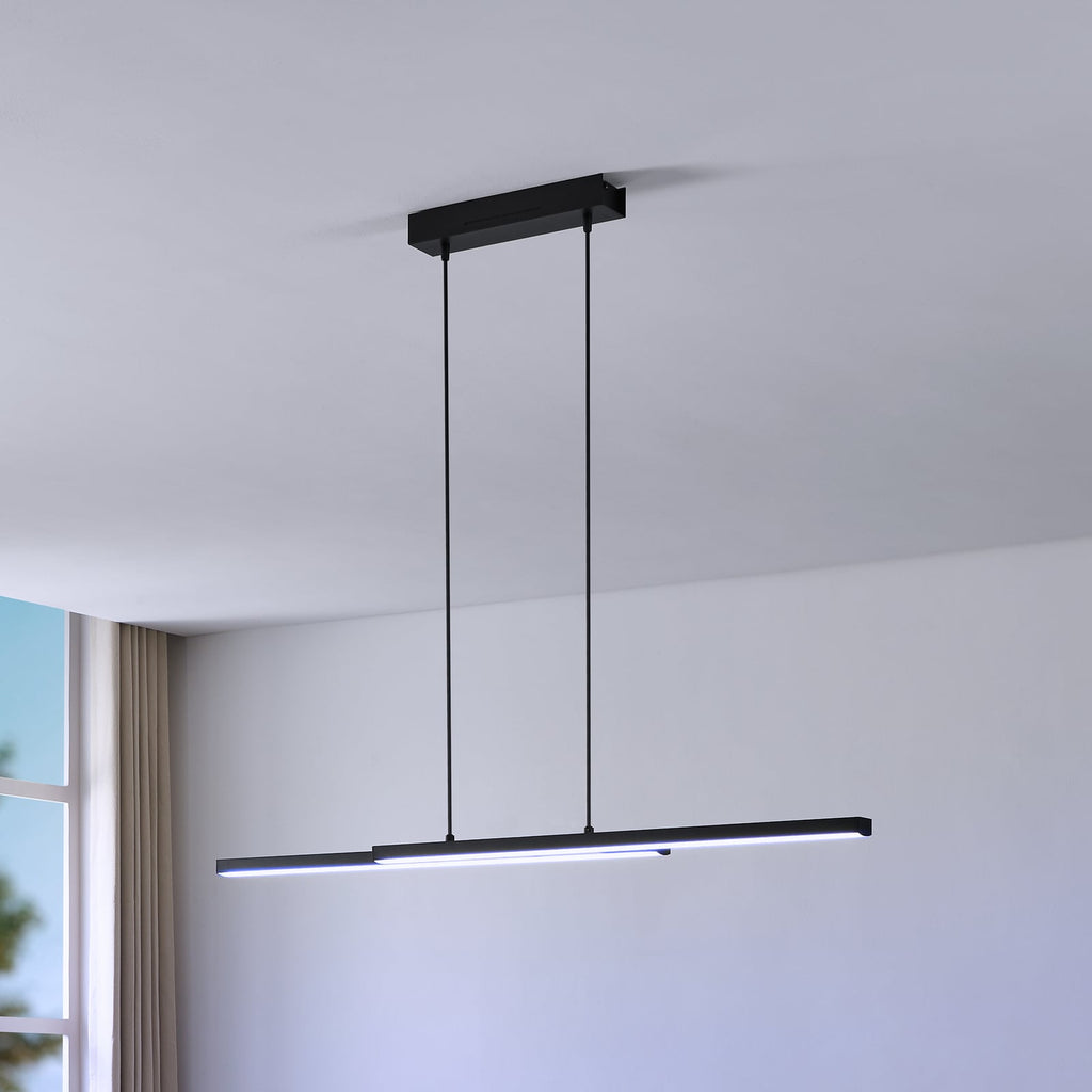 LED pendellampe Fraioli-Z svart dimbar RGB Zigbee 105 cm med app-styring