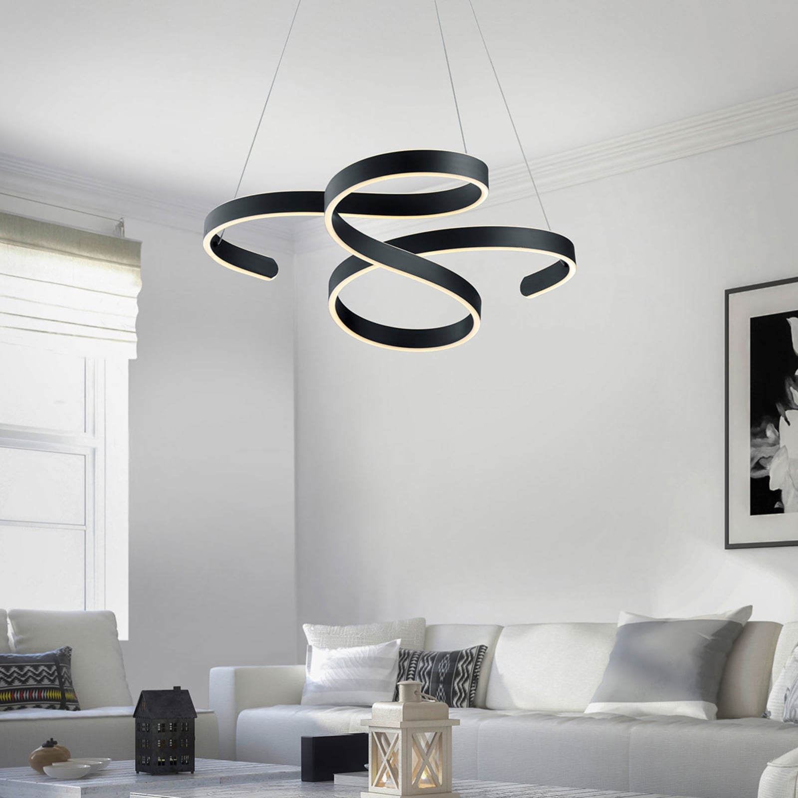 Detalj av LED pendellampe Francis antrasitt dimbar metall 52W