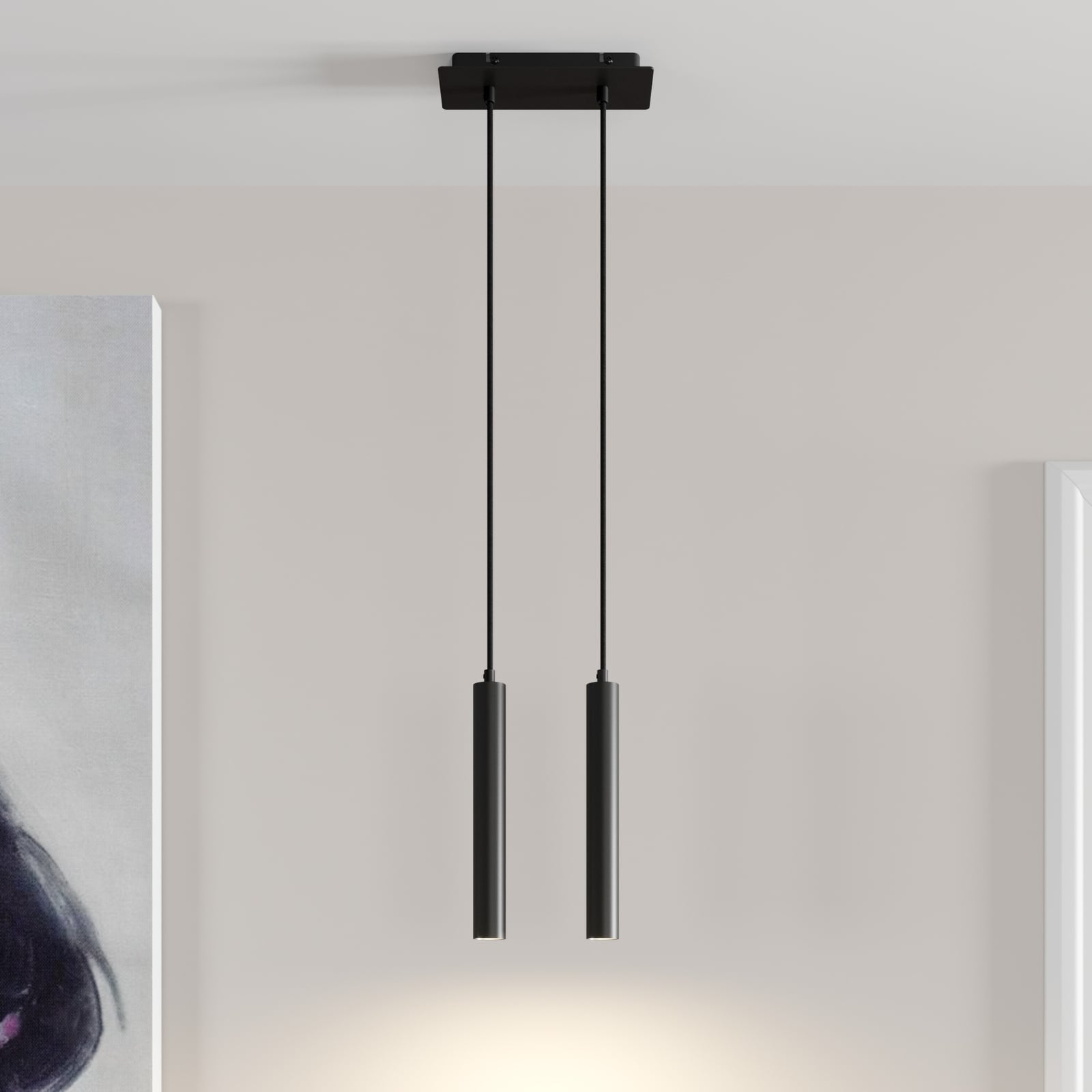 LED pendellampe Franka 2-lys svart aluminium 2700K forfra