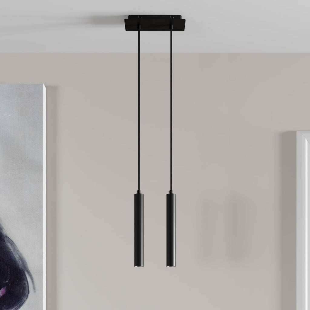 LED pendellampe Franka 2-lys svart aluminium 2700K montert over bord