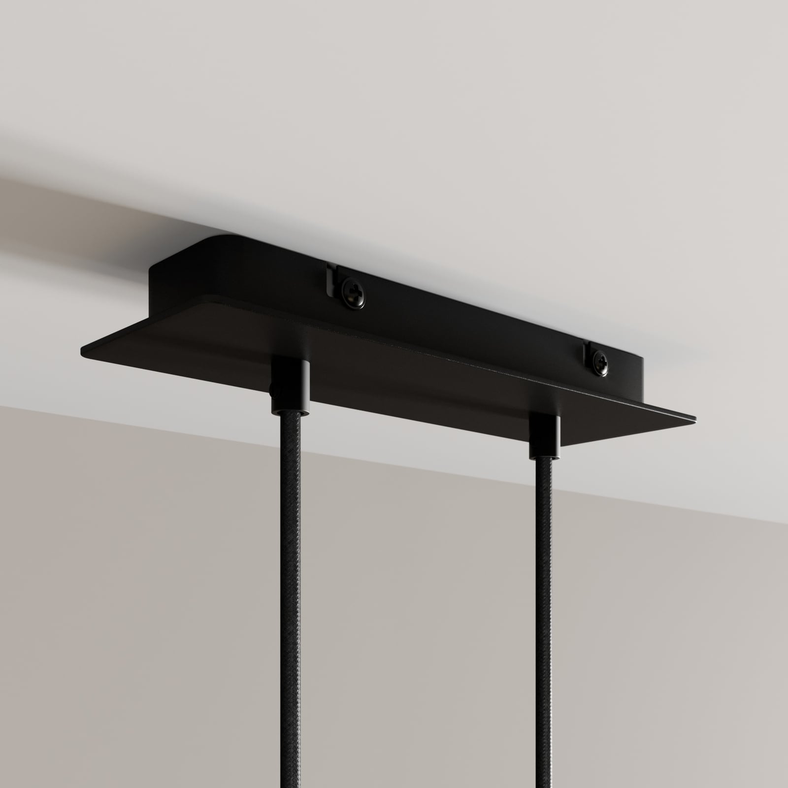 LED pendellampe Franka 2-lys svart aluminium 2700K nærbilde av skjerm