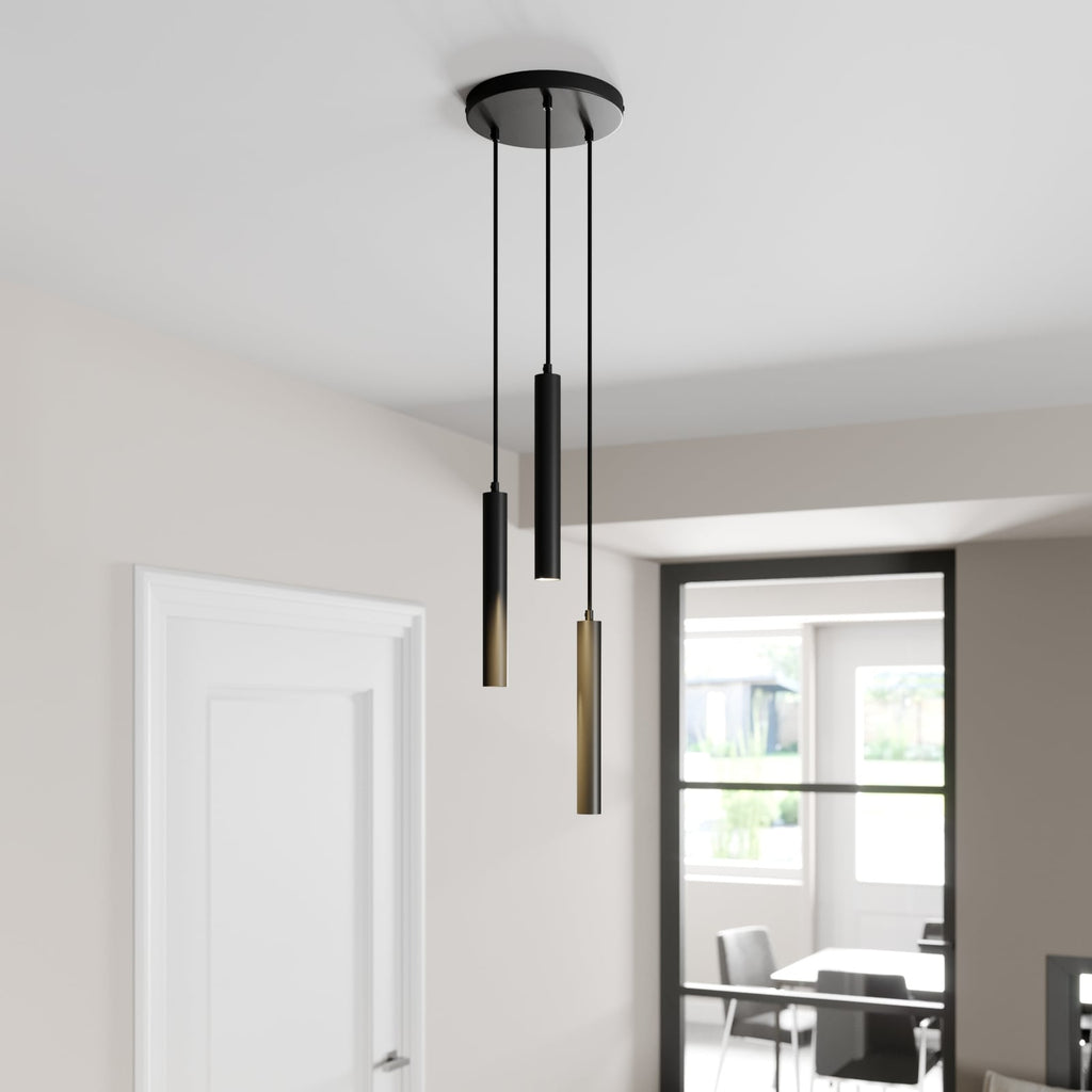 LED pendellampe Franka 3-lys aluminium Ø24 cm svart bakside