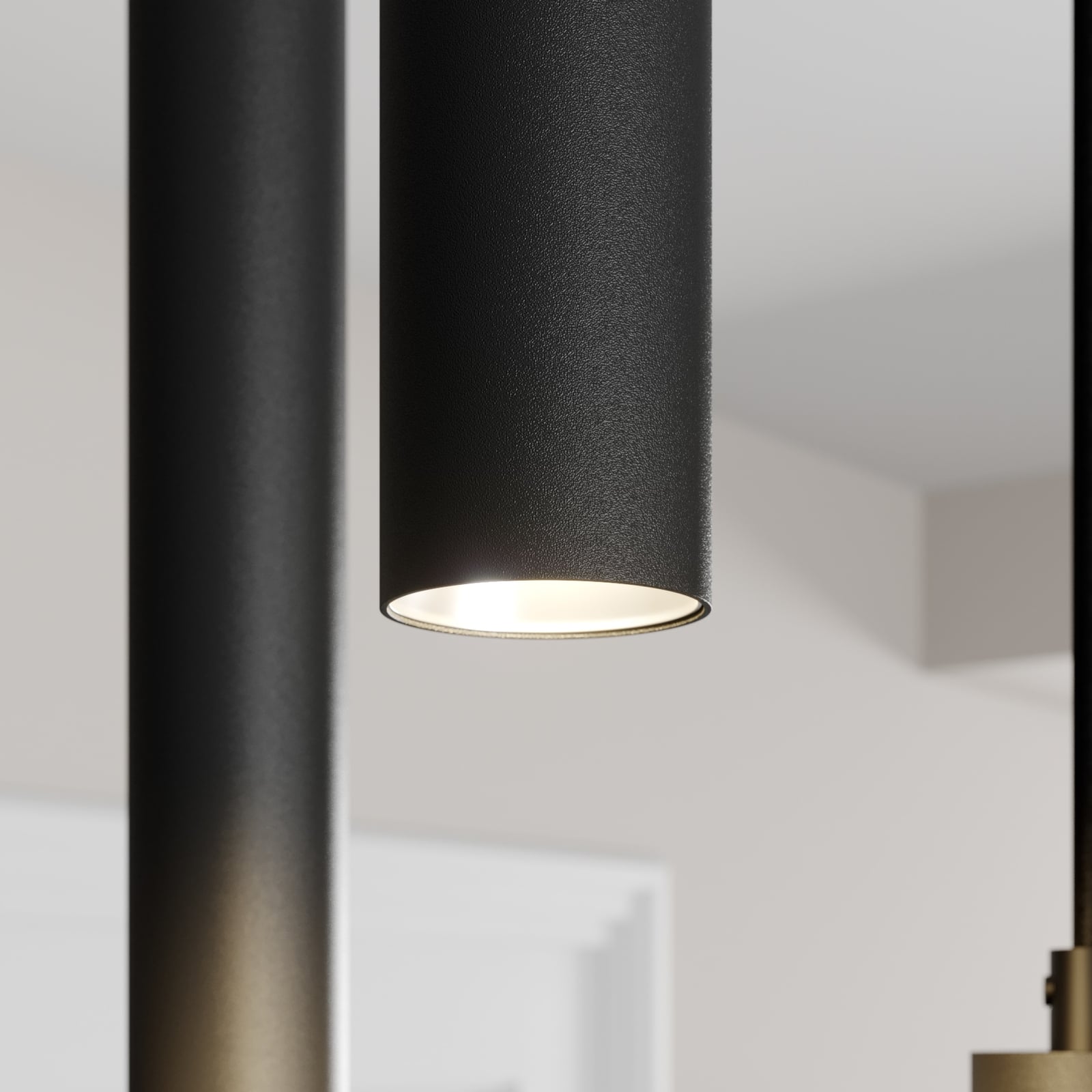 LED pendellampe Franka 3-lys aluminium Ø24 cm svart detalj av lampebase