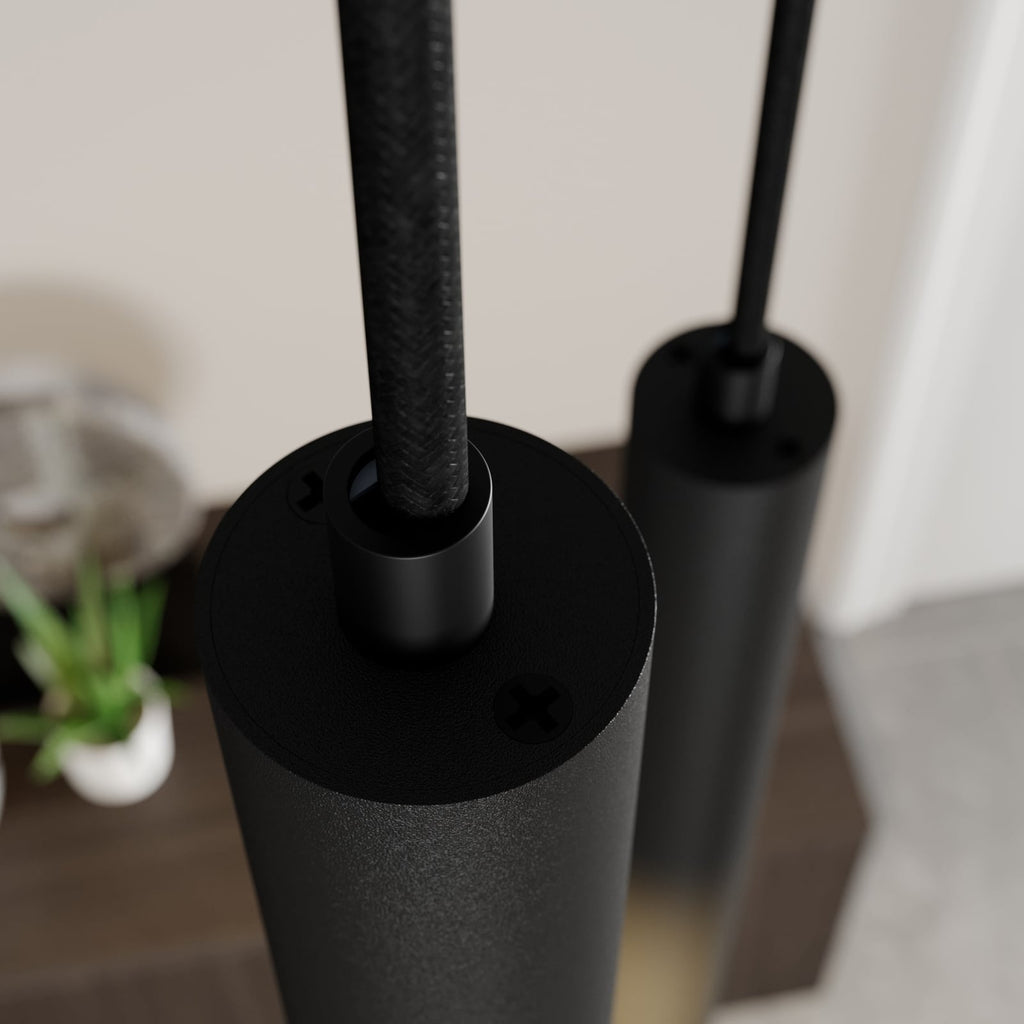 LED pendellampe Franka 3-lys aluminium Ø24 cm svart sideprofil