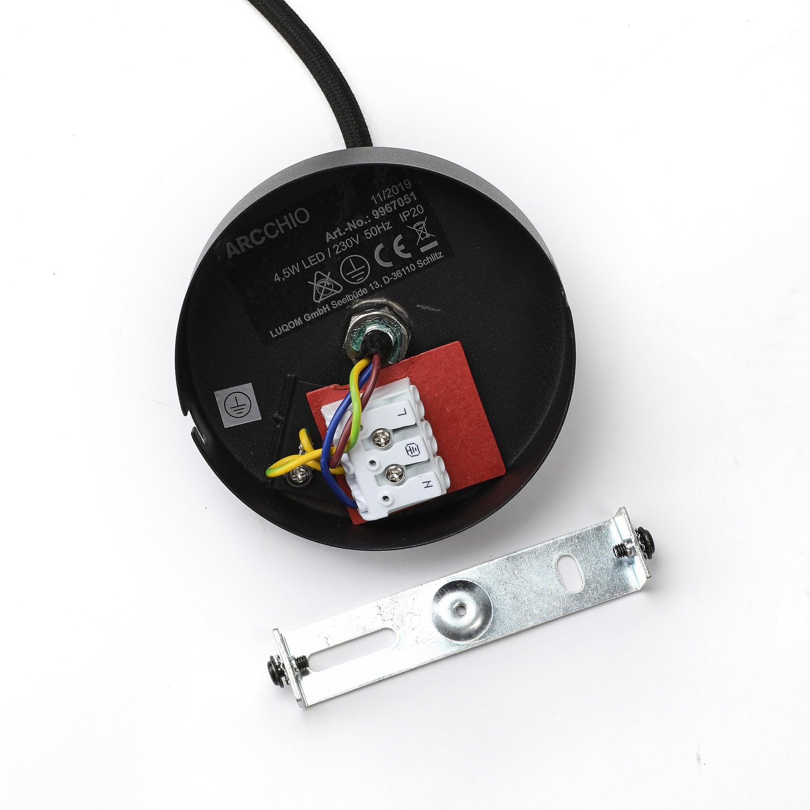 LED pendellampe Franka sylinderform svart aluminium sett fra undersiden