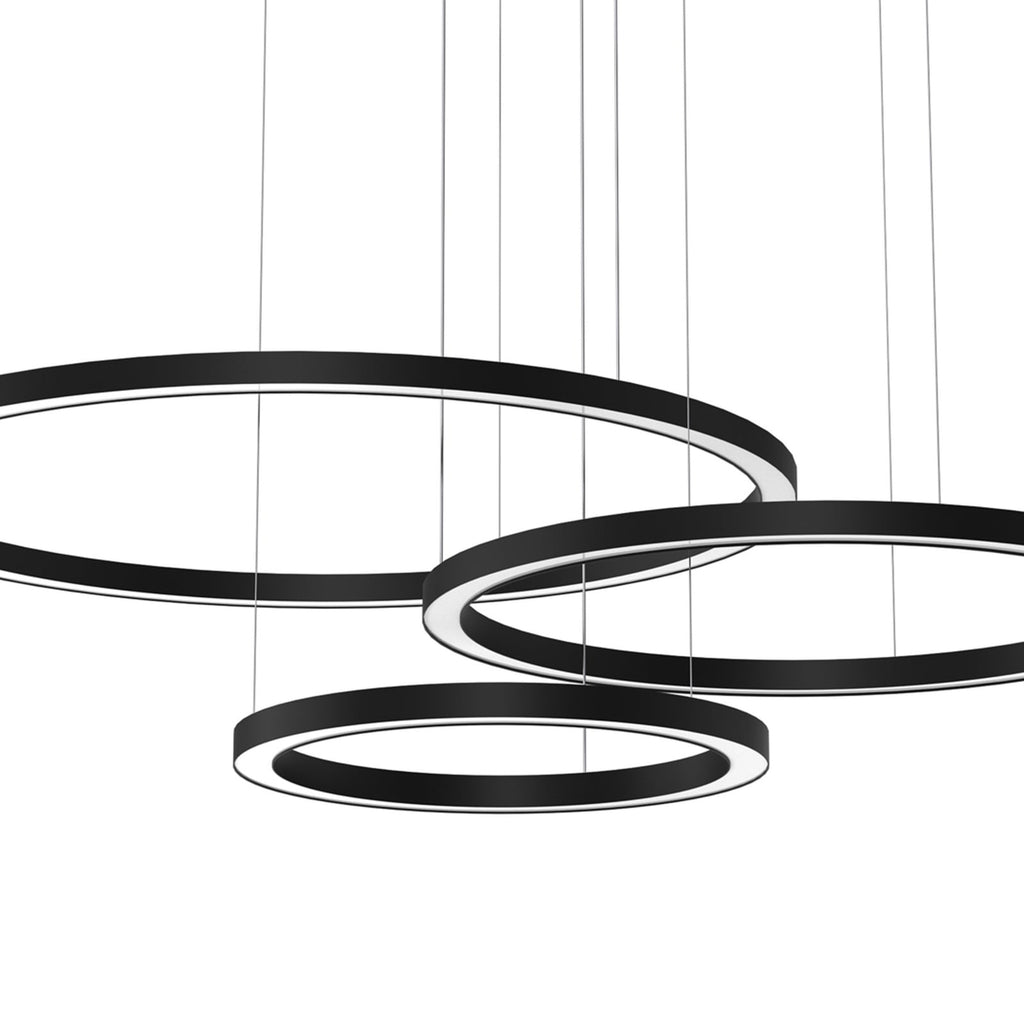 LED pendellampe Galaxia 3-lys svart ringer sidebilde