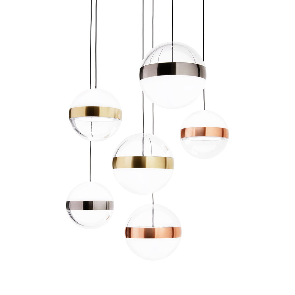 Montert LED pendellampe Galaxy 6-lys akryl og metall Ø40 cm i rom