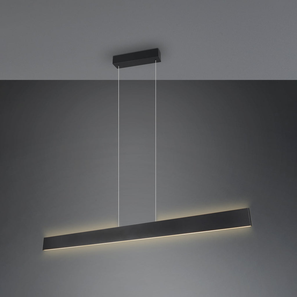 Detalj av LED pendellampe Galway svart matt CCT dimbar 150 cm
