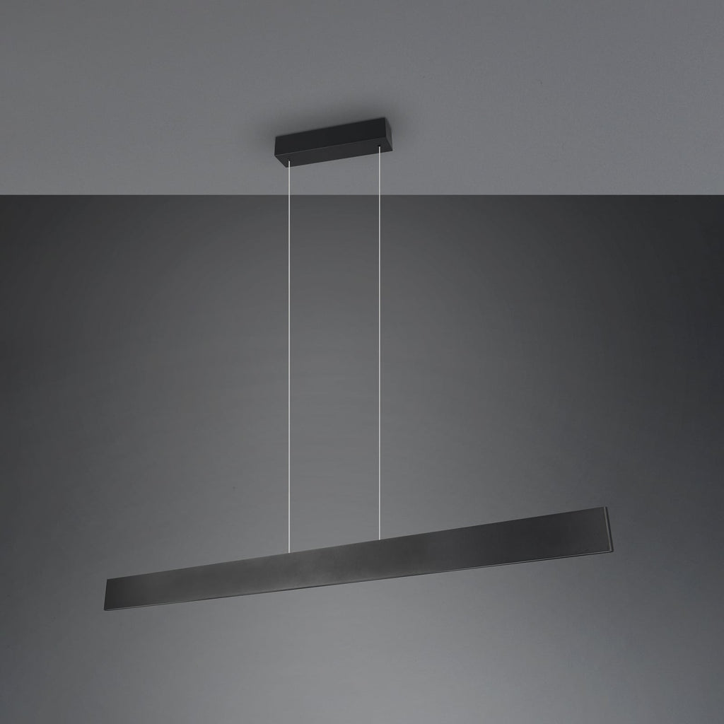 LED pendellampe Galway svart matt CCT dimbar 150 cm montert i rom