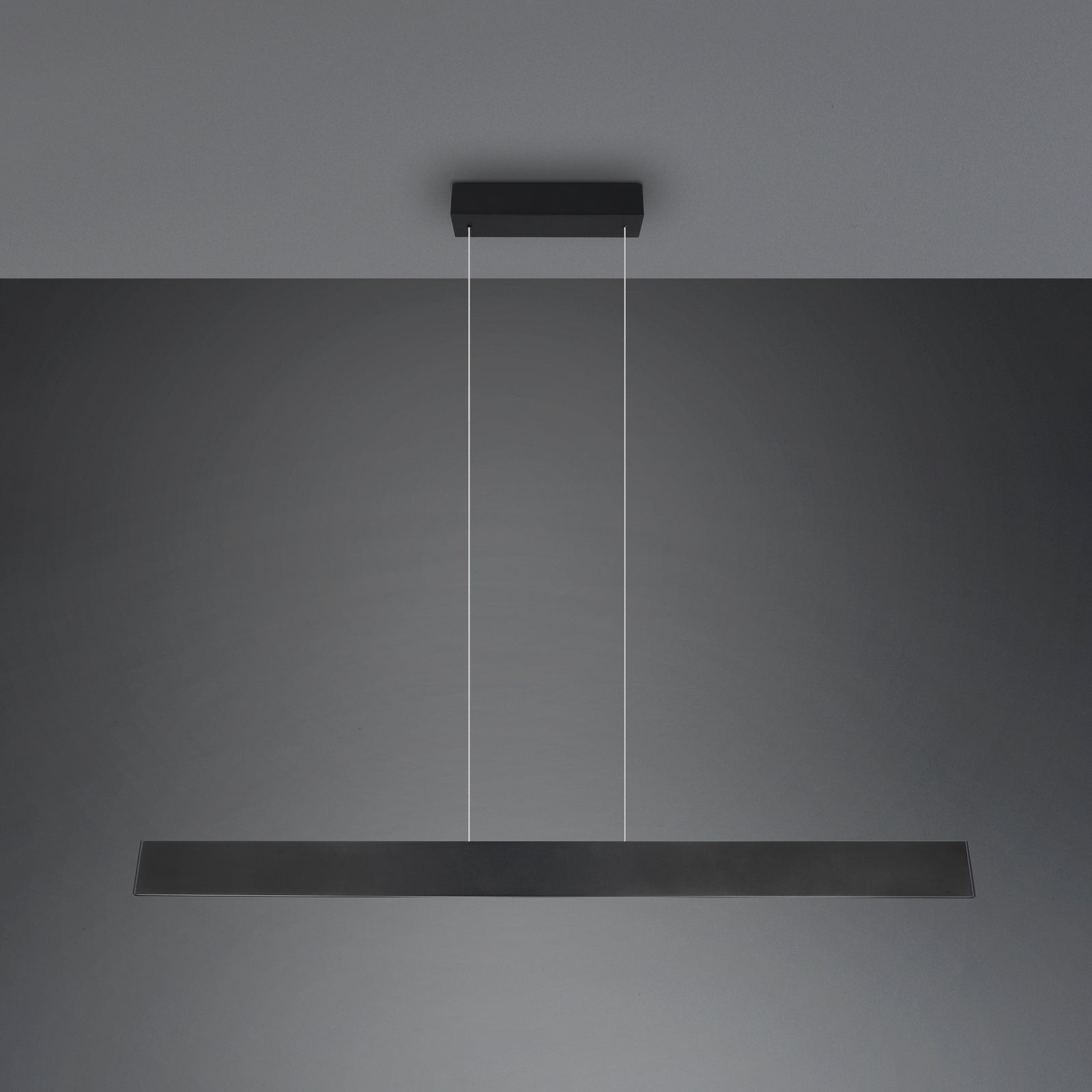Nærbilde av LED pendellampe Galway svart matt CCT dimbar 150 cm metallskjerm