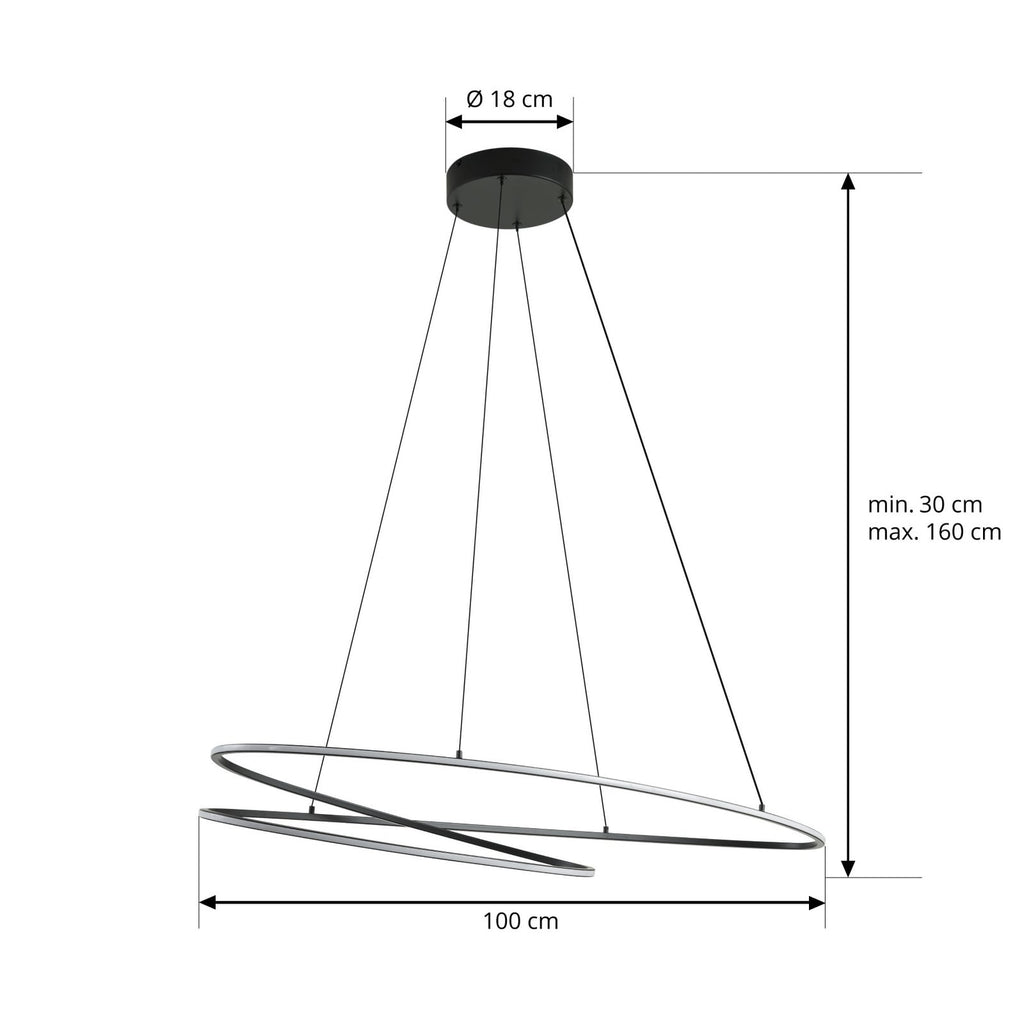 LED pendellampe Gavril dimbar svart 100 cm 40,5W detalj