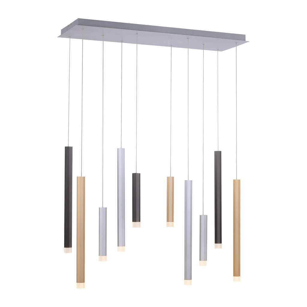 LED pendellampe Gemin 10-lys sølv/svart dimbar 89 cm detalj av lys