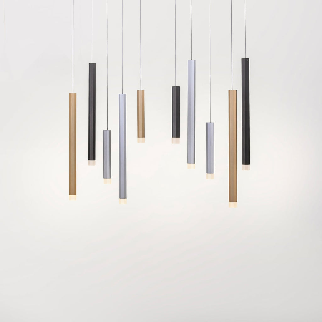 LED pendellampe Gemin 10-lys sølv/svart dimbar 89 cm oppheng detalj