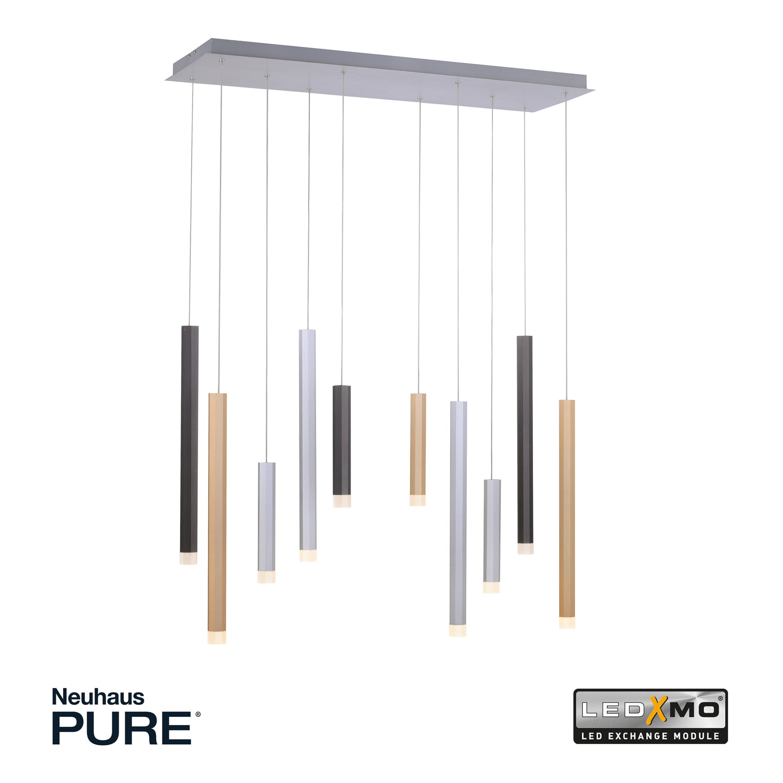 LED pendellampe Gemin 10-lys sølv/svart dimbar 89 cm lysmodus eksempel