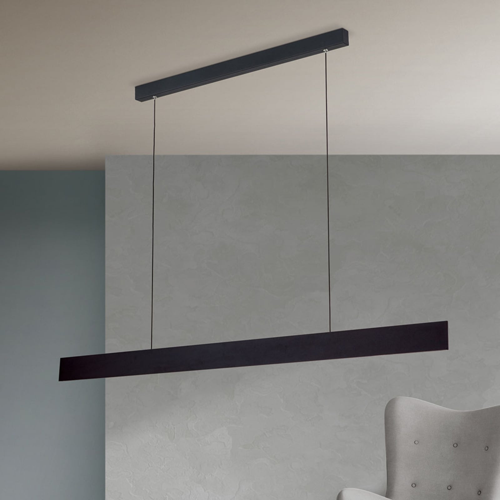 LED pendellampe Gideon opp og ned svart 146 cm detalj