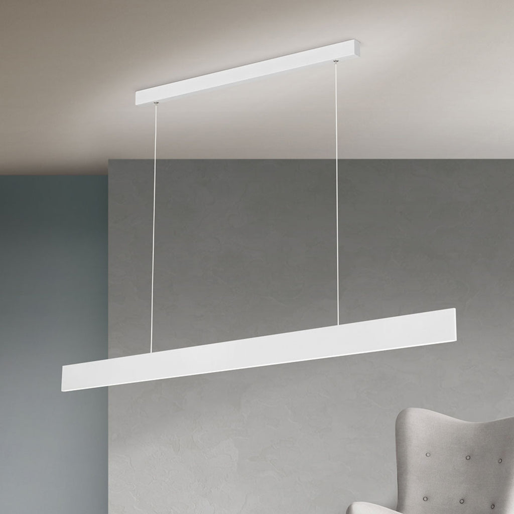 LED pendellampe Gideon opp og ned hvit 146 cm bakside